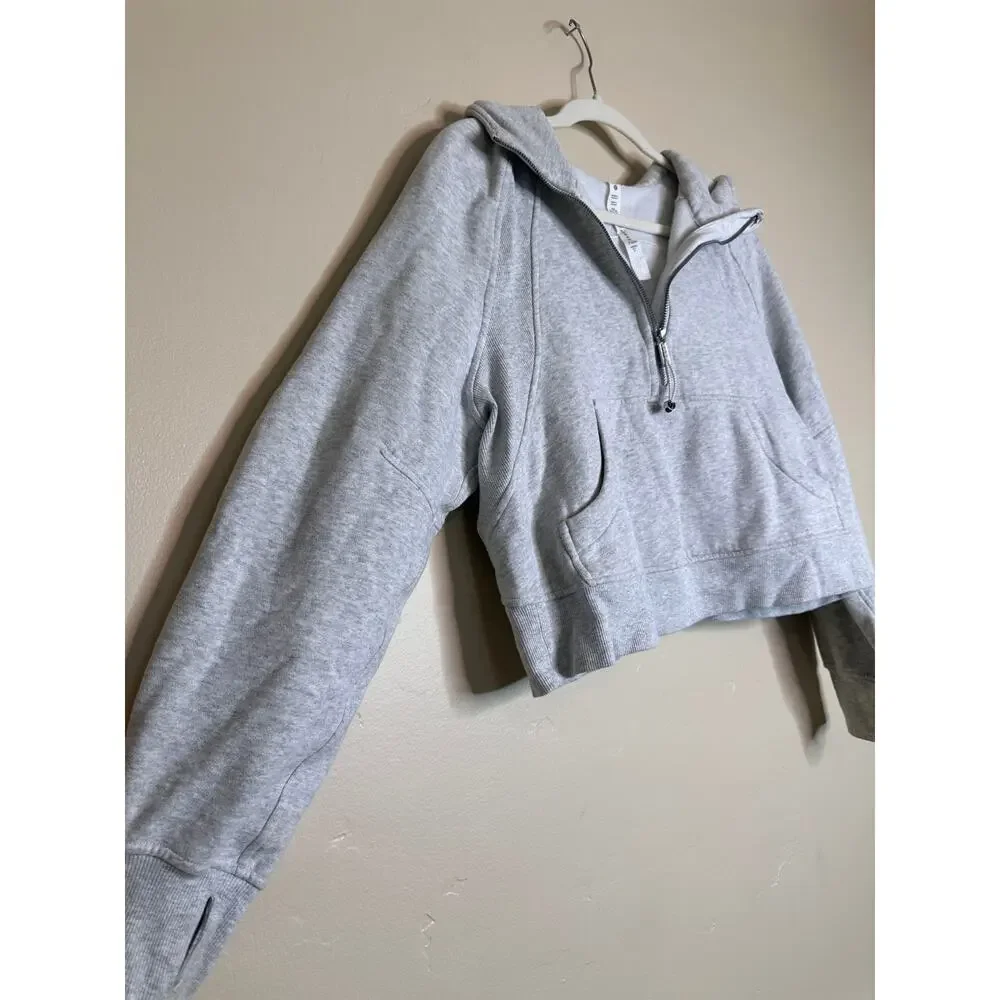 Lululemon Scuba Oversized 1/2 Zip Hoodie Heathered Core Ultra Light Grey XS/S